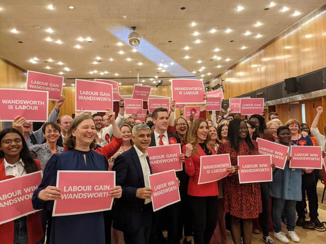 Labour celebrating Wandsworth win