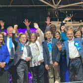 Tories celebrate taking Harrow. Credit: BBC LDRS