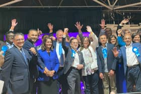 Tories celebrate taking Harrow. Credit: BBC LDRS