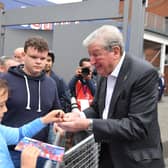  Roy Hodgson, Manager of Watford FC greets fans outside the stadium prior to the Premier League match (Photo by Tom Dulat/Getty Images)