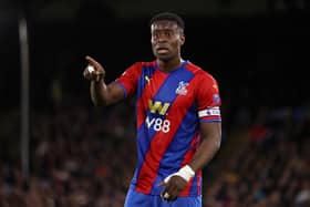 Marc Guehi of Crystal Palace reacts during the Premier League match (Photo by Julian Finney/Getty Images)