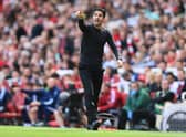 Mikel Arteta, Manager of Arsenal, reacts during the Premier League match  (Photo by Mike Hewitt/Getty Images)