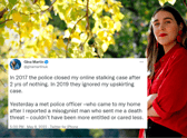 Gina Martin, a women’s rights activist, reported a death threat made to her to the Met Police. Photo: Getty