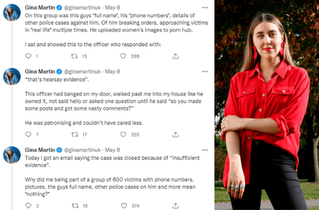 Gina Martin has described the force’s actions as “entitled”, “patronising” and “incompetence” and confirmed she will be making a formal complaint. Photo: Getty