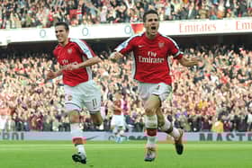 Arsenal skipper Cesc Fabregas celebrates after scoring against Tottenham in the north London derby. Credit: CARL DE SOUZA/AFP via Getty Images