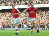 Arsenal skipper Cesc Fabregas celebrates after scoring against Tottenham in the north London derby. Credit: CARL DE SOUZA/AFP via Getty Images