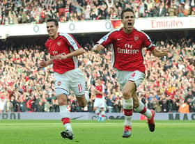 Arsenal skipper Cesc Fabregas celebrates after scoring against Tottenham in the north London derby. Credit: CARL DE SOUZA/AFP via Getty Images