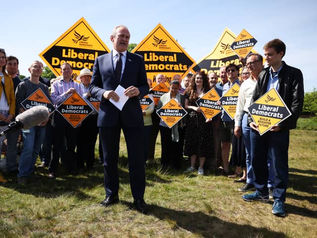  Lib Dem leader Ed Davey addresses supporters following the local council elections, on May 6, 2022 in Wimbledon, England. Photo: Getty