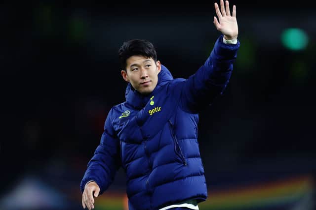 Heung-Min Son of Tottenham Hotspur acknowledges the fans after the Premier League match between Tottenham Hotspur and Arsenal. (Photo by Clive Rose/Getty Images)