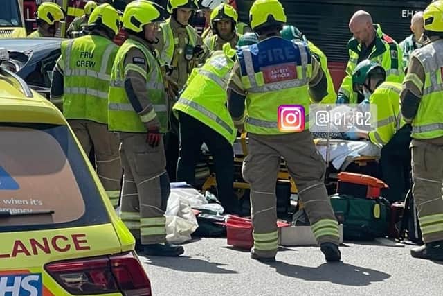 The ambulance service attend to the injured party. Credit: IG1IG2