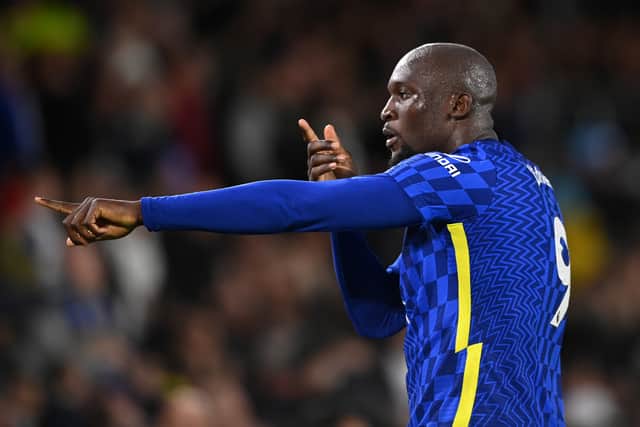 Romelu Lukaku of Chelsea celebrates after scoring their side's third goal during the Premier League match (Photo by Stu Forster/Getty Images)