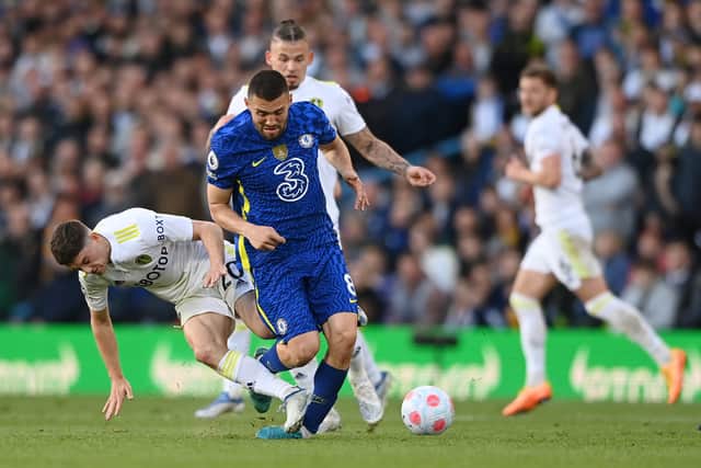 Mateo Kovacic of Chelsea is fouled by Daniel James of Leeds United leading to a red card being shown  (Photo by Stu Forster/Getty Images)