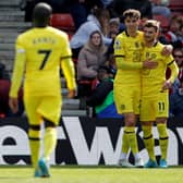 Kai Havertz (C) celebrates with Chelsea's German striker Timo Werner (R) after scoring the fourth goal  (Photo by ADRIAN DENNIS/AFP via Getty Images)