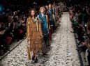 A model walks the runway at the Burberry Prorsum show during London Fashion Week Fall/Winter 2015/16 at perk's Field on February 23, 2015 in London, England