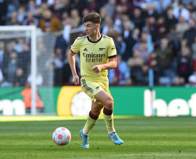 Kieran Tierney of Arsenal during the Premier League match between Aston Villa and Arsenal at (Photo by David Price/Arsenal FC via Getty Images)
