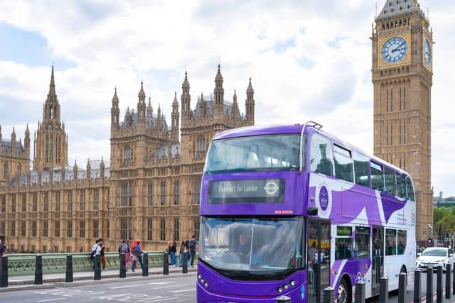 A number of London buses have had a purple makeover to celebrate the Queen’s Platinum Jubilee.