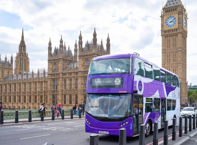 A number of London buses have had a purple makeover to celebrate the Queen’s Platinum Jubilee.