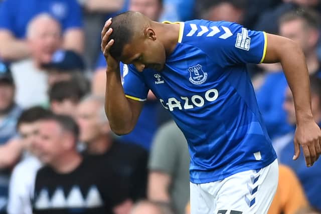 Salomon Rondon was sent off for Everton against Brentford. Picture: Gareth Copley/Getty Images
