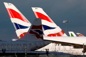 British Airways planes at London Heathrow Airport terminal 5. Credit: ADRIAN DENNIS/AFP via Getty Images