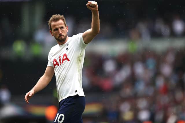 Harry Kane of Tottenham Hotspur thanks fans after the Premier League match (Photo by Ryan Pierse/Getty Images)