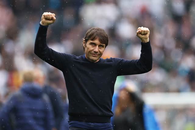 Antonio Conte, Manager of Tottenham Hotspur celebrates after their sides victory  (Photo by Ryan Pierse/Getty Images)
