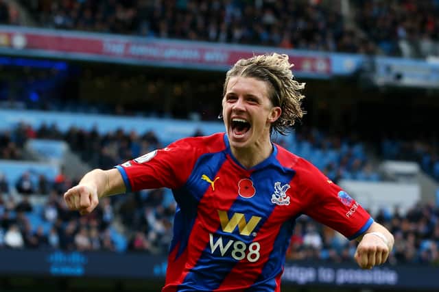 Conor Gallagher of Crystal Palace celebrates after scoring their team’s second goal  (Photo by Alex Livesey/Getty Images)