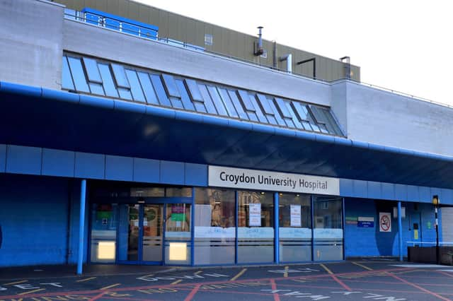 The front of Croydon University Hospital (Credit: GARETH FULLER/POOL/AFP via Getty Images) 