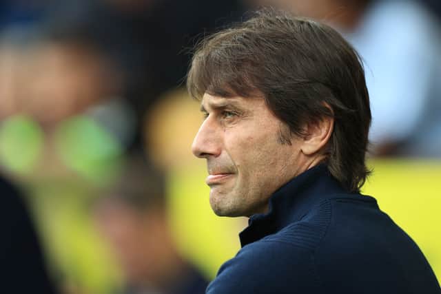 Antonio Conte, the Tottenham Hotspur manager looks on during the Premier League match  (Photo by David Rogers/Getty Images)