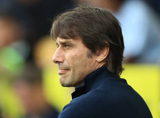 Antonio Conte, the Tottenham Hotspur manager looks on during the Premier League match  (Photo by David Rogers/Getty Images)