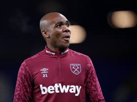 Angelo Ogbonna of West Ham United warms up prior to the Premier League match  (Photo by Alex Pantling/Getty Images)