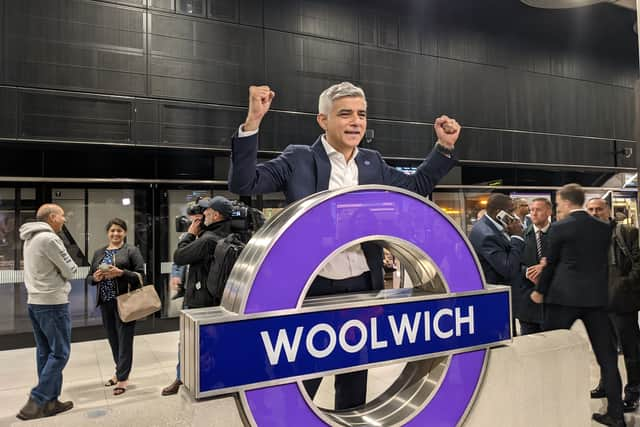 Sadiq Khan at new station in Woolwich