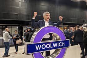 Sadiq Khan at new station in Woolwich
