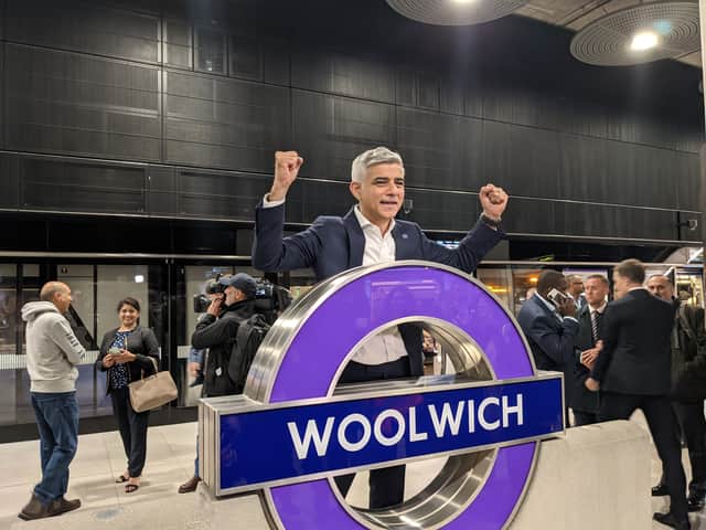 Sadiq Khan at new station in Woolwich