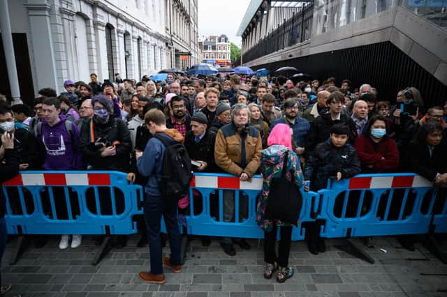 Rail and underground enthusiasts queue for the first Elizabeth line train from Paddington. Credit: Leon Neal/Getty Images