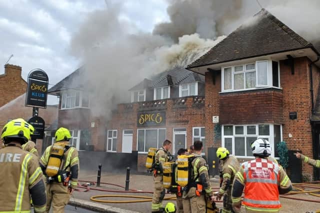Firefighters tackled a blaze at Spice Klub in Harrow. Photo: London Fire Brigade