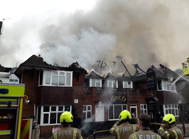 Firefighters tackled a blaze at Spice Klub in Harrow. Photo: London Fire Brigade