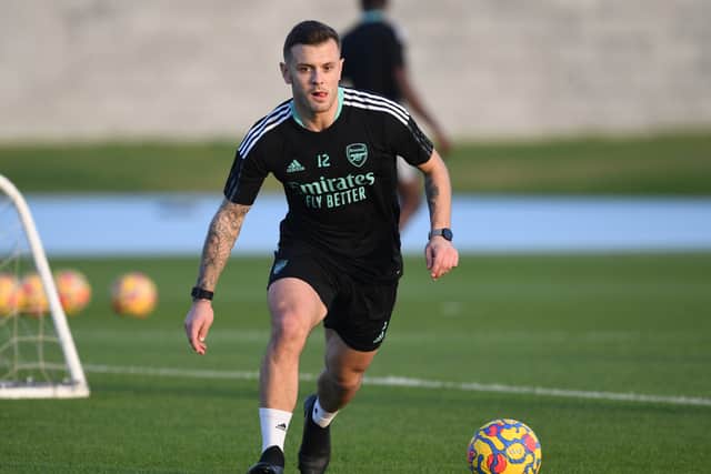 Jack Wilshere of Arsenal during a training session at Nad Al Sheba Training Centre  (Photo by Stuart MacFarlane/Arsenal FC via Getty Images)
