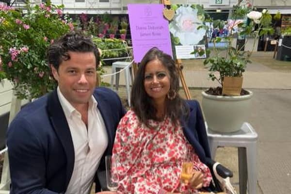 Dame Deborah James at the Chelsea Flower Show with her husband Sebastian