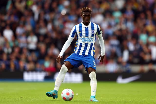 Yves Bissouma of Brighton & Hove Albion in action during the Premier League match (Photo by Bryn Lennon/Getty Images)