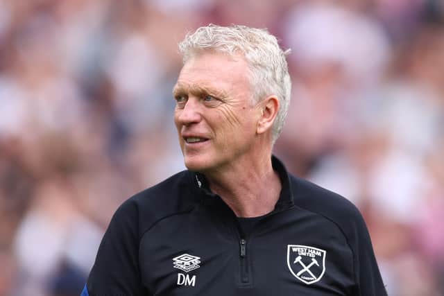 David Moyes, Manager of West Ham United interacts with the crowd following their final Home (Photo by Clive Rose/Getty Images)