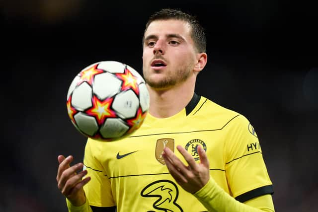 Mason Mount of Chelsea FC looks on during the UEFA Champions League Quarter Final (Photo by Angel Martinez/Getty Images)