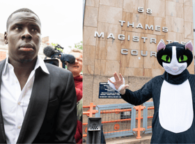 Arriving at court today (Wednesday, June 1), Zouma was greeted by a crowd of press, including one person in a giant cat costume. Photo: SWNS