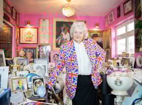 Royal super fan Margaret Tyler at home with her collection. Photo: SWNS