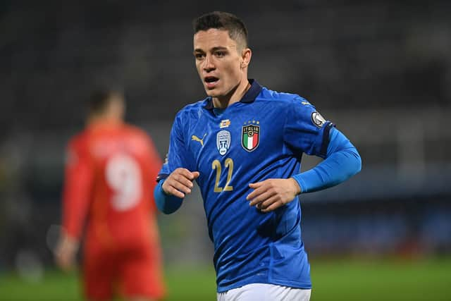 Alessandro Bastoni of Italy looks on during the 2022 FIFA World Cup Qualifier knockout round (Photo by Tullio M. Puglia/Getty Images)