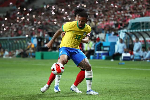 Gabriel Jesus of Brazil competes for the ball with Hong Chul of South Korea  (Photo by Chung Sung-Jun/Getty Images)