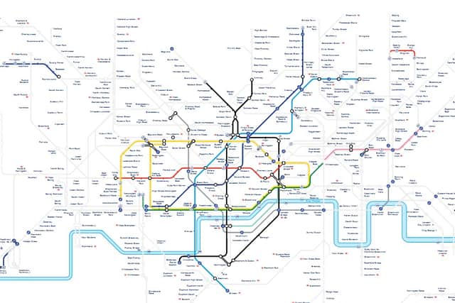 The coloured in stations on the TfL Tube map are the ones which are closed due to strike action. Credit: TfL