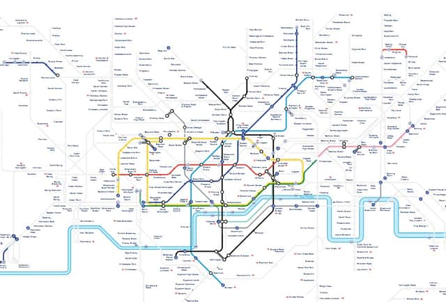The coloured in stations on the TfL Tube map are the ones which are closed due to strike action. Credit: TfL