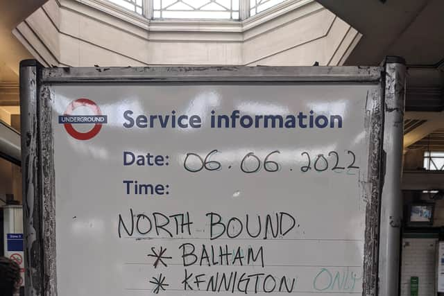 The Northern line is currently running between Morden and Kennington but only stopping at Tooting Broadway, Balham and Clapham Common.