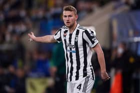 Matthijs de Ligt of Juventus looks on  during the UEFA Champions League Round Of Sixteen  (Photo by Aitor Alcalde/Getty Images)