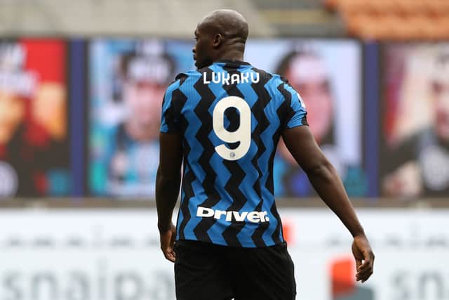Romelu Lukaku of FC Internazionale looks on during the Serie A match  (Photo by Marco Luzzani/Getty Images)